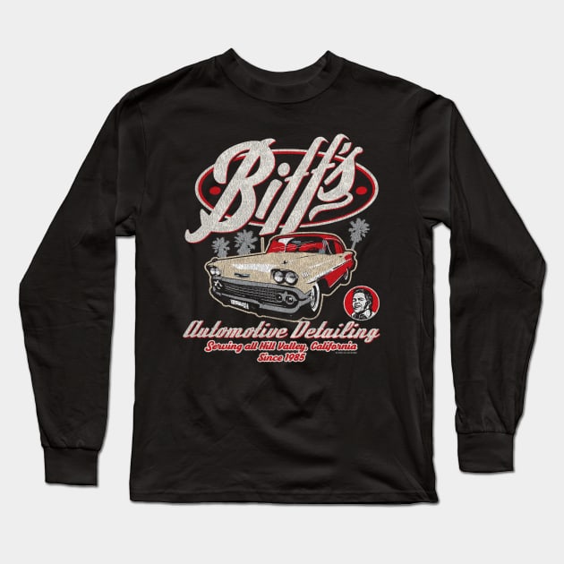 Biff's Automotive Detailing Classic Car Worn Long Sleeve T-Shirt by Alema Art